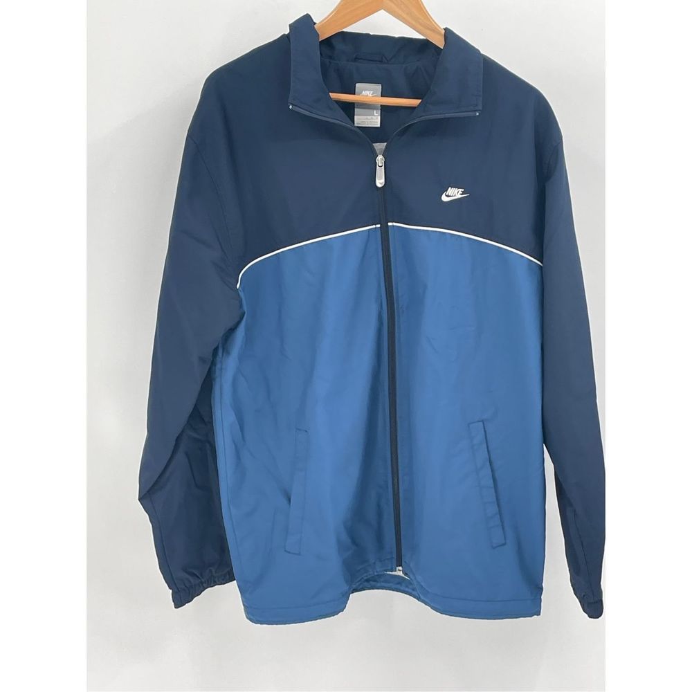 Nike Jacket Windbreaker Men's Large Blue Full Zip 2 Tone